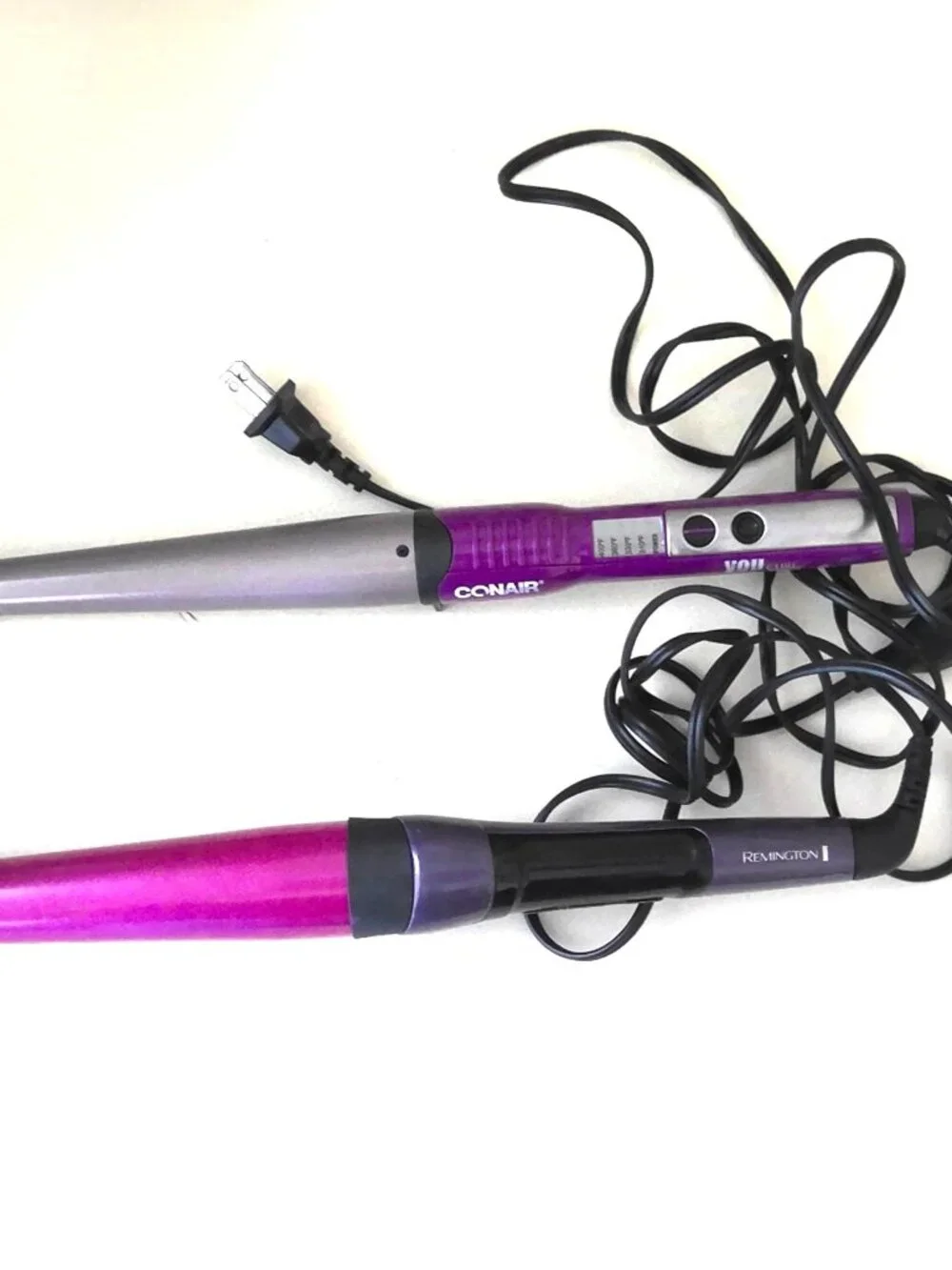 Lot of 2 Curling Irons Pink Conair & Purple Remington Very Good Condition